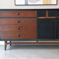 Mid-Century Modern Credenza- 1959 Thomasville | Hand-Carved Rosewood Drawer Pulls & Inlay