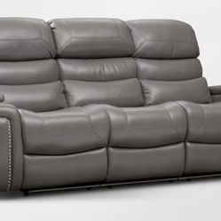 “The Jackson” (Grey Recliner Leather Couch) New Still In Box