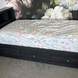 Twin Bed Frame With Bookcase 