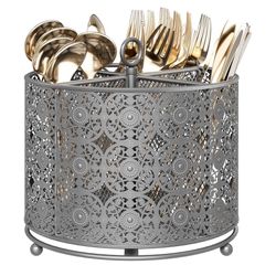 Rotating Utensil Caddy -Silver Color