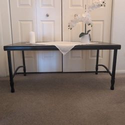 Black Coffee Table With Textured Brown Glass