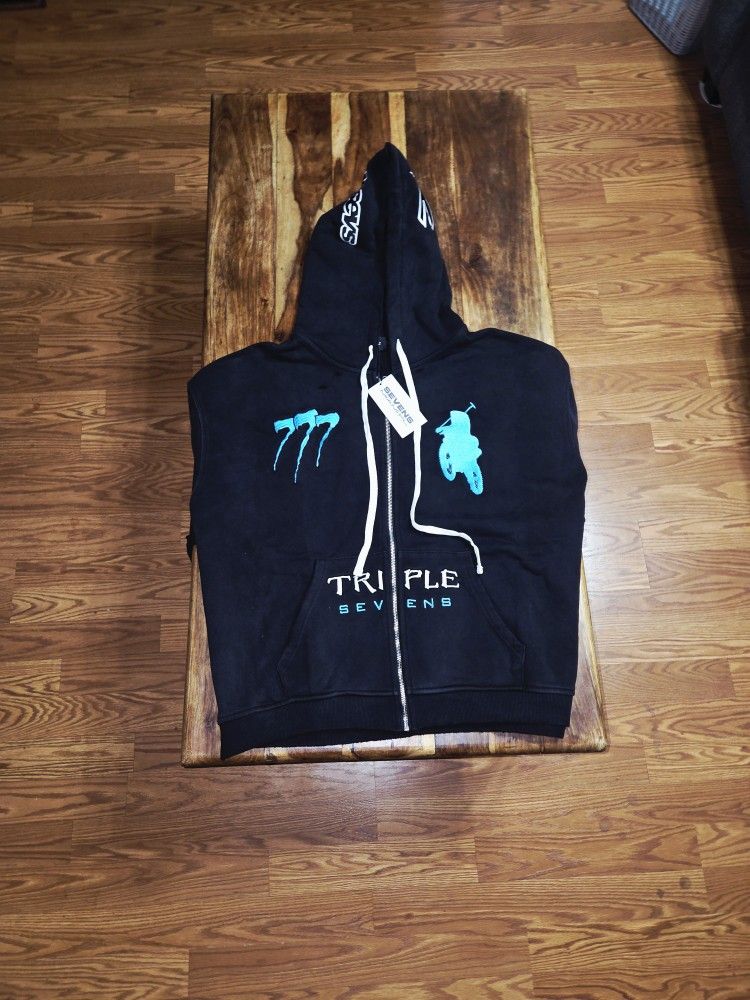 Triple 7's Miami Black And Teal Zip-up Hoodie