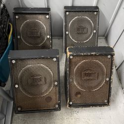 (4) Wood Cabinet Stage Monitor Speakers XLR - Vintage RARE