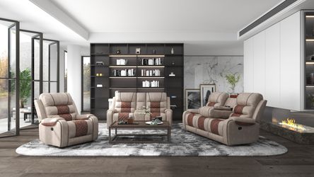 Modern Leather Reclining Sofa & Sofa Love