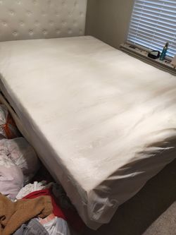 Quilted headboard queen bed frame white colour