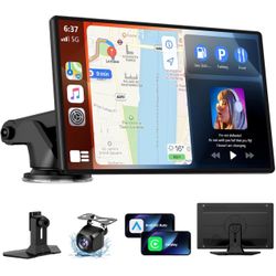 Wireless CarPlay Screen for Car, 9 Inch Portable Touchscreen for Apple CarPlay & Android Auto