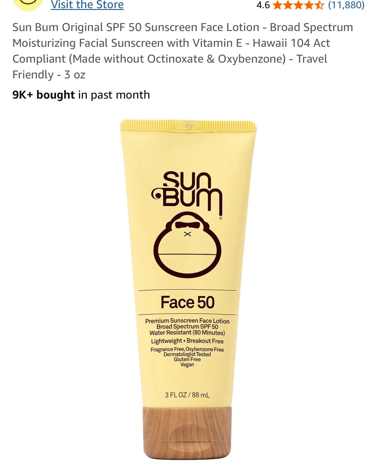 SunBum face SPF50, new: $