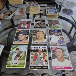 Old baseball cards from the 1960s.