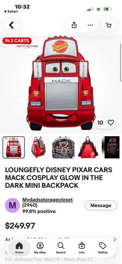 Disneys Pixar’s Cars Mack back Pak