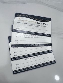 Bowers Museum Day Pass Tickets x4