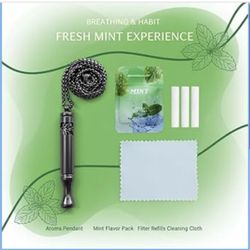 Quit Smokin Necklace with Refillable Mint Pods – Breathing Necklace for Fidget Relief and Smokin Cessation, Pure Breeze Natural Stop Smokin Aids 