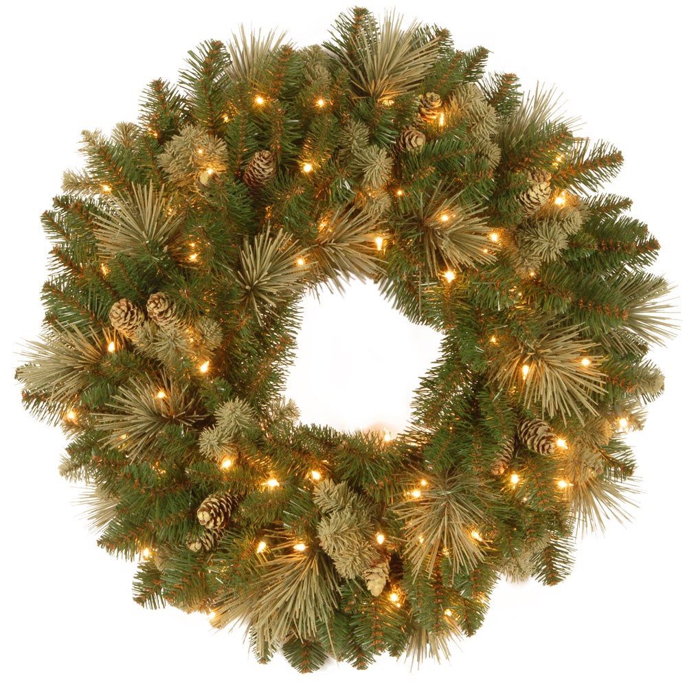 Carolina Pine Wreath With Clear Lights
