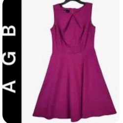AGB fuchsia purple dress size 16 flared sleeveless casual party career