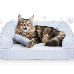 NEW Cat Bed, Cat Beds for Indoor Cats, Summer Cooling Pet Sofa Bed, Washable Medium Pet Bed for Puppy and Small to Large Kitten with Anti-Slip Bottom,
