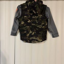 Nike Kids Camo Puffer Vest Jacket with Orange Accents