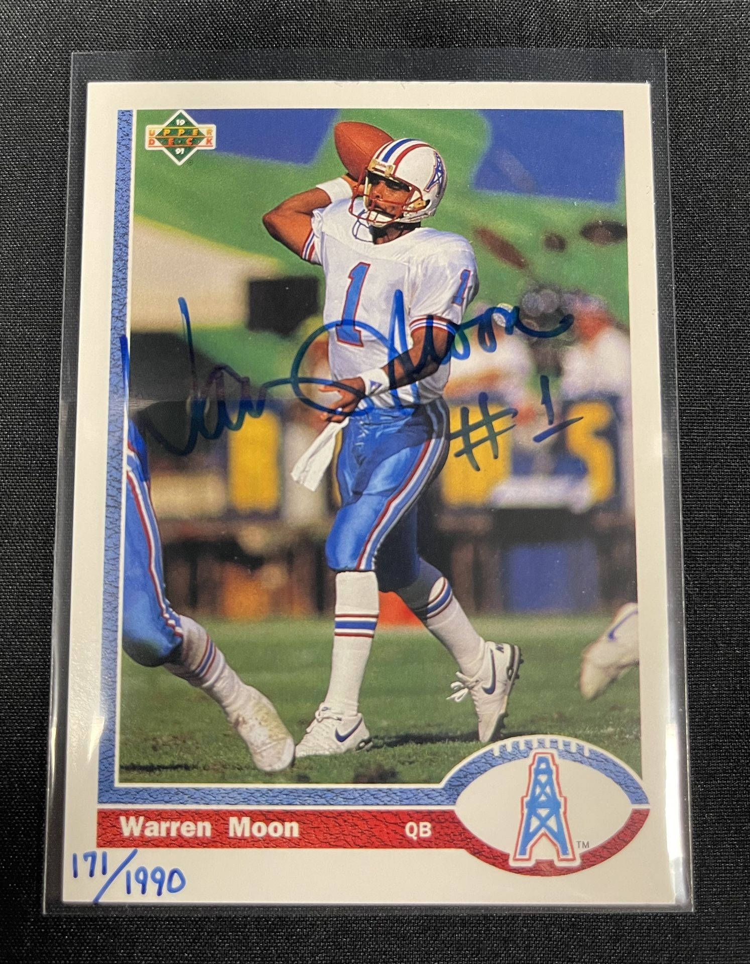 Warren Moon #1 Upper Deck Autographed NFL Trading Card