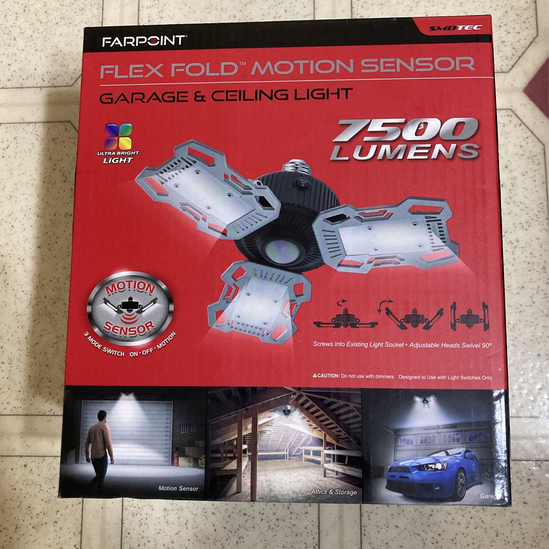 Fairpoint Flex, Fold Motion, Sensor, Garage And Ceiling Light Ultra Bright.