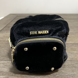 Steve Madden Black and Gold Velvet Mini Backpack