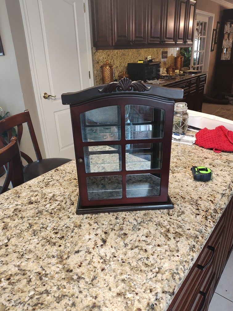 Small Display Cabinet With 2 Glass Shelves