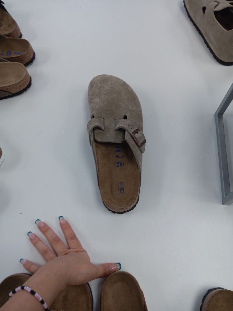 Birkenstock Boston Soft Bed Suede Taupe Size 44 28m11