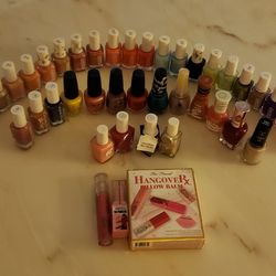Collection Of 42 Nail Polishes And Lip Balms/Lipsticks