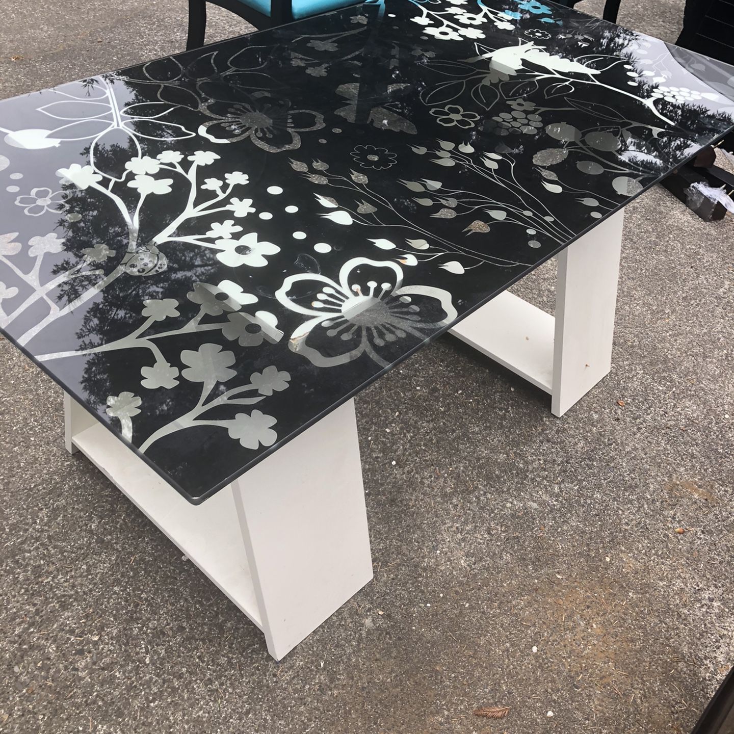 Ikea Vika Glasholm glass desktop floral patterned for Sale in