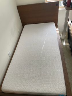 MALM Bed frame, dark-brown veneer, Twin