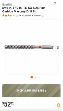 Hilti TE-C 5/16" x 12" Carbide SDS Plus Hammer Drill Bits