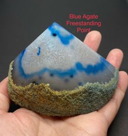 Agate Genuine Blue Freestanding Point from Brazil 409g 15ozs