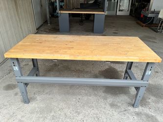 Industrial Workbench with Butcher Block Top