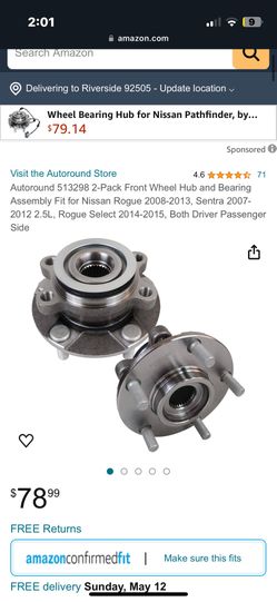Autoround 513298 2-Pack Front Wheel Hub and Bearing Assembly