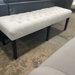Bench In White Velvet 60”long  