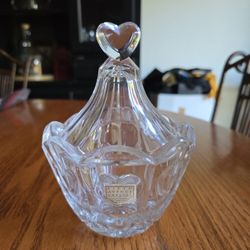 Fifth Avenue Crystal candy dish with a heart-shaped lid