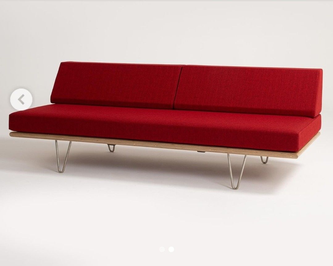 NEW:Retail Price $2500 Modernica Sofa V-Leg Daybed Couch With Red Upholstery