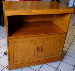 Oak Rolling Storage / Media Cabinet