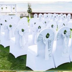 100 White Spandex Chair Covers (Rent Only)