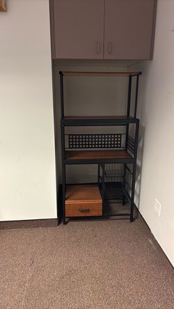 Industrial Metal and Wood Storage Shelf