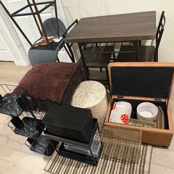 3 Piece Modern Dining Set, 2 Height Barstools, Lid-lifting Ottoman & More Lot