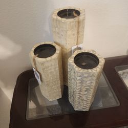 3 HANDCRAFTED VIETNAMESE CANDLE PILLARS