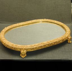 Gold Mirror Vanity Display Tray Surtout De Table Centrepiece Plateau Centerpiece 004