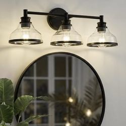 Bathroom Light Fixtures, 3-Light Bathroom Vanity Light with Clear Glass Shade