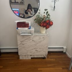 Foldable Dining Room Table White Marble Design 