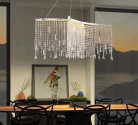 Noxarte 12-Light Modern Tassel, X-Shape Linear Crystal Chandelier