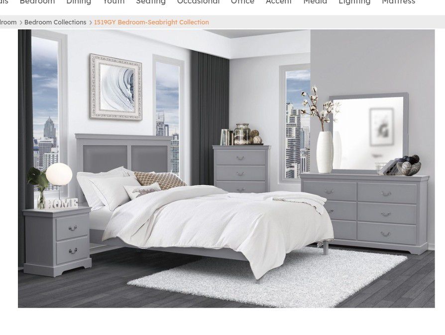 New Grey 4pc Queen bedroom set