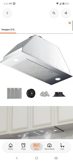 Range Hood 36 in. 900CFM stainless Steel, Duct, Ductless convertible , Gesture, Remote, Manual Control, 2 LED, Black