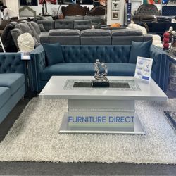 Beautiful Blue Tufted Fabric Sofa And Loveseat Living Room Furniture Set Now 65% Off For Pre-Black Friday Sale