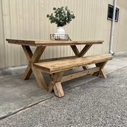 Custom  Dining Table Farm House farmhouse Modern Rustic Set Bench Restoration Hardware Breakfast Nook Table Solid Wood Custom Handcrafted Counter Bar 