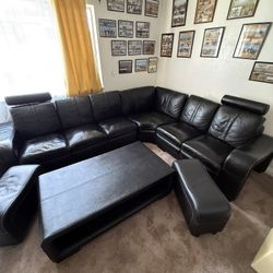 Black Leather Living Room Set 