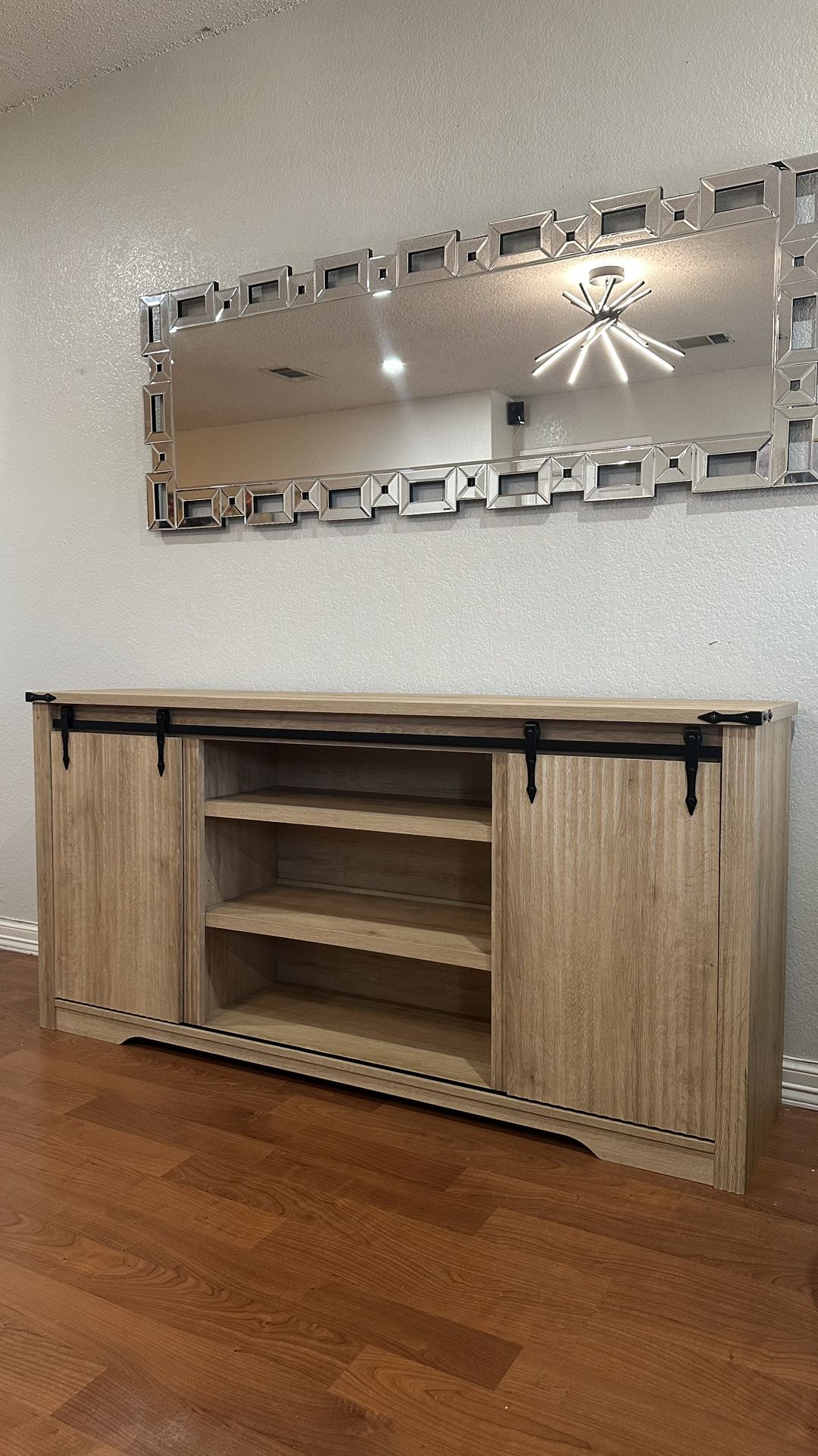 TV Stand for TV up to 75" with shelves, 4 drawers and sliding doors