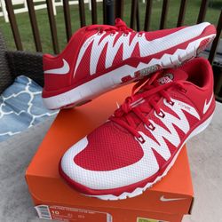 NEW MENS NIKE FREE TRAINER 5.0 V6 AMP OHIO STATE BUCKEYES 2016 SIZE 10 SHOES 723939-603